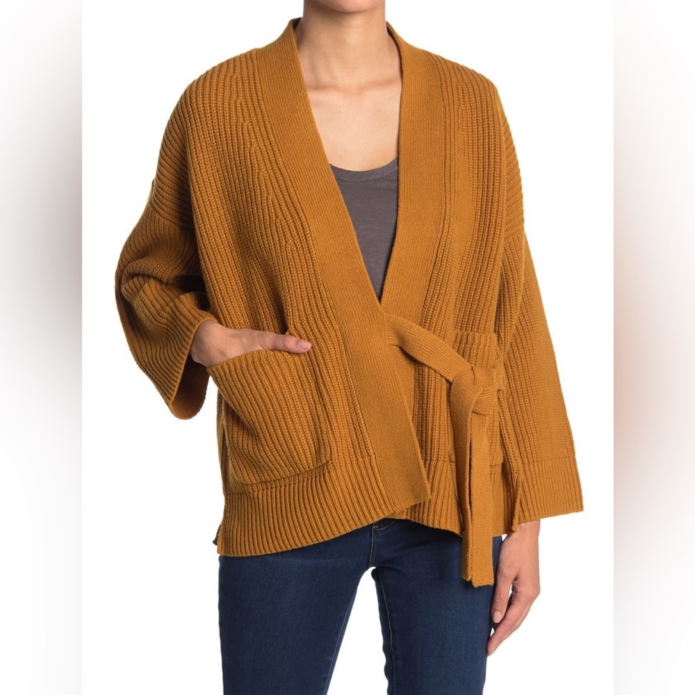 Madewell Madison Rib Knit Cardigan, Golden Harvest, M